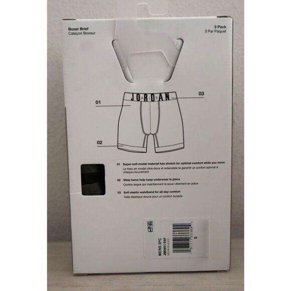 Jordan JM0691-E6F Men's Sz S Olive/Black/Monogram Flight Modal Boxer Briefs 3-Pk - Picture 3 of 9